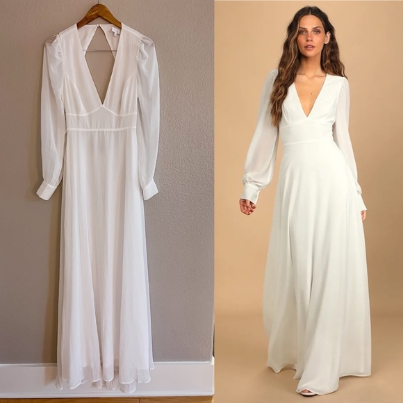 Talk About Divine White Long Sleeve Backless Maxi Dress medium - Picture 8 of 10